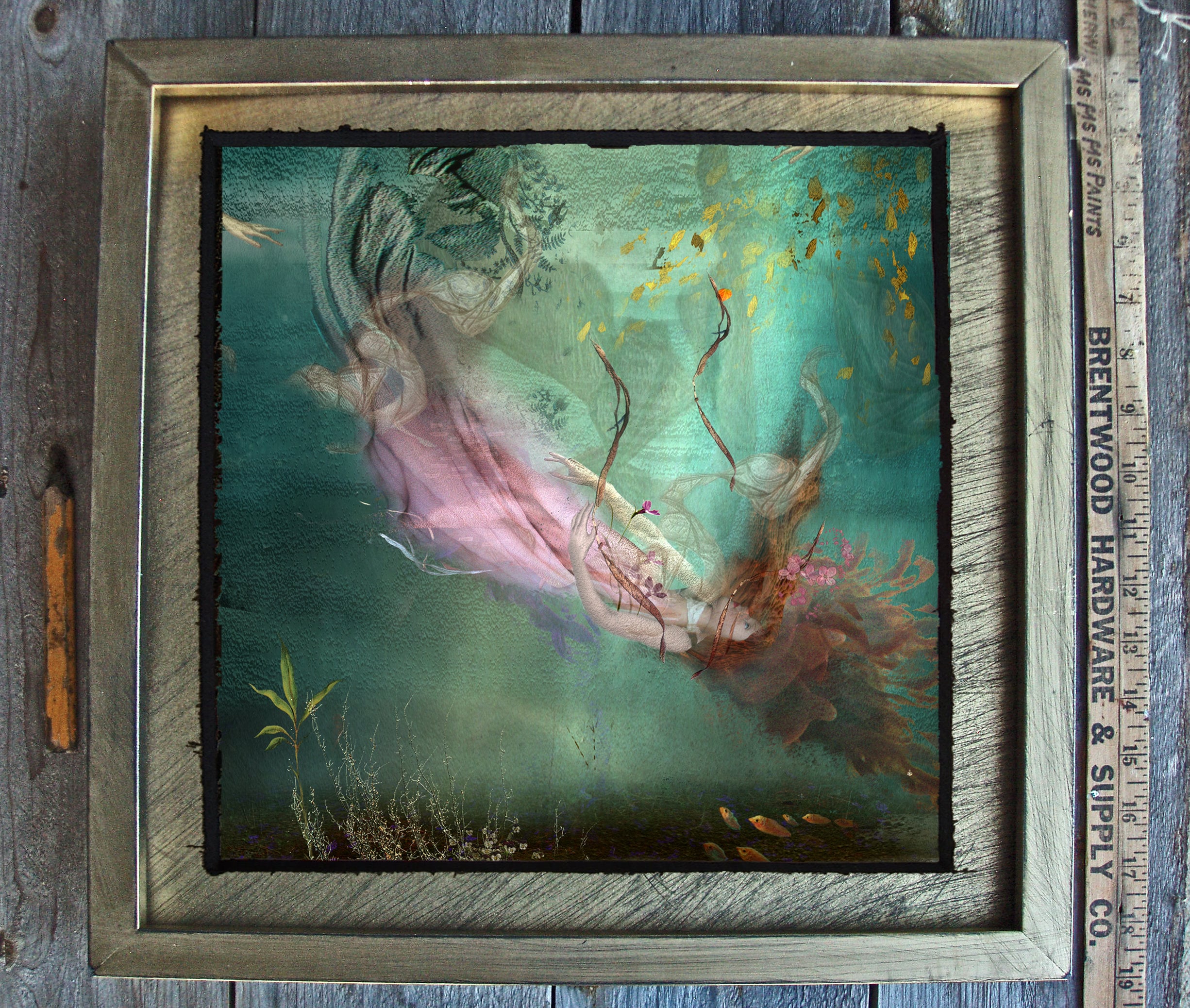 水中 8x8 額装/ミクストメディア/写真/水泳アート/水中の女性の