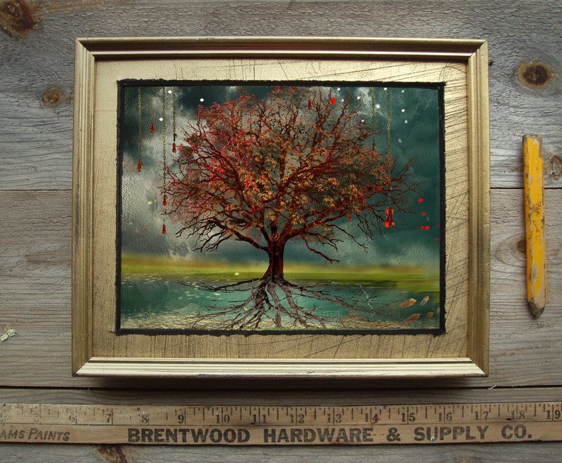 Violin Tree 8x10 Framed Original Limited Edition Print mixed media photographydrawing