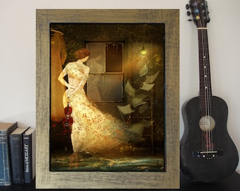 Grandmother's Letters 17x22 matted original art/ mixed media/ photography/ digital art/ fine art/ wall art