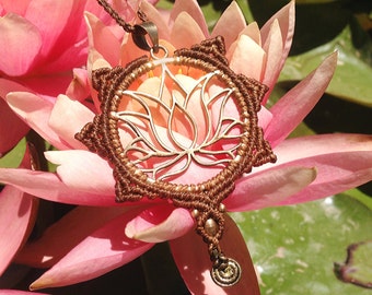 Handmade Yoga Necklace Boho Necklace Healing Lotus Necklace Modern Tribal Necklace Macrame Necklace Macrame Jewelry