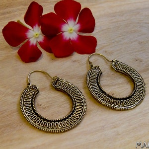 Ethnic Tribal Earrings Bohemian Goddess Earrings Brass Ear Weights Earrings Tribal brass jewelry Weight Earring