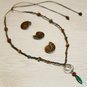 Wild Tribal Necklace Women Men Macrame Necklace Sacred Geometry Spiral Tassel Necklace Natural Rudraksha Necklace Tribal Macrame Jewelry