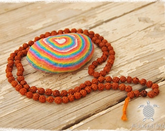 Rudraksha Necklace 6mm Wooden Mala India Beads Necklace Women Men Prayer Beads Meditation Necklace Yoga Jewelry Natural Handmade Jewelry