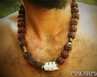 Cobra SchlangenWirbel Halskette • Tribal Männer Cobra Knochen Halskette • Rudraksha Native American Ispired Naturschmuck