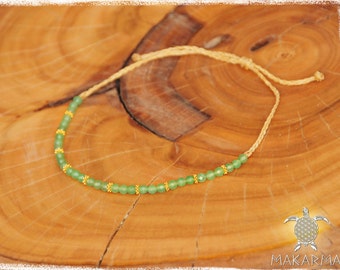 Green Jade Bracelet & Macrame Anklet Beaded Stones Golden Bracelet Royal Jewelry DEVA