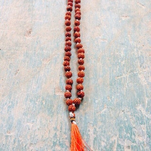 Rudraksha Japa Mala Beaded Wooden Rudraksha Necklace 5 mm Beads Mala Yoga Jewelry Indian Jewelry MaKarma