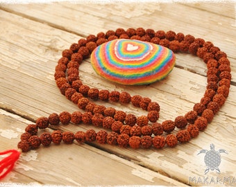 Rudraksha Necklace 10 mm Beads Mala Necklace Yoga Jewelry Indian Jewelry Rudraksha seeds Men Necklace Bangle Bracelet Hindu Tassel Mala