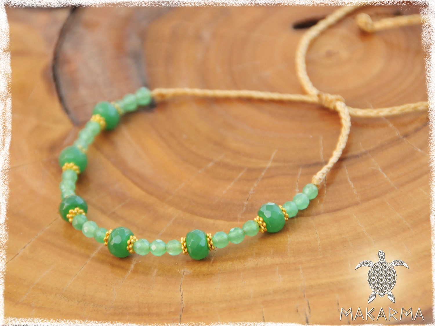 Royal Women Bracelet Anklet Macrame Emerald Jade Stones - Etsy