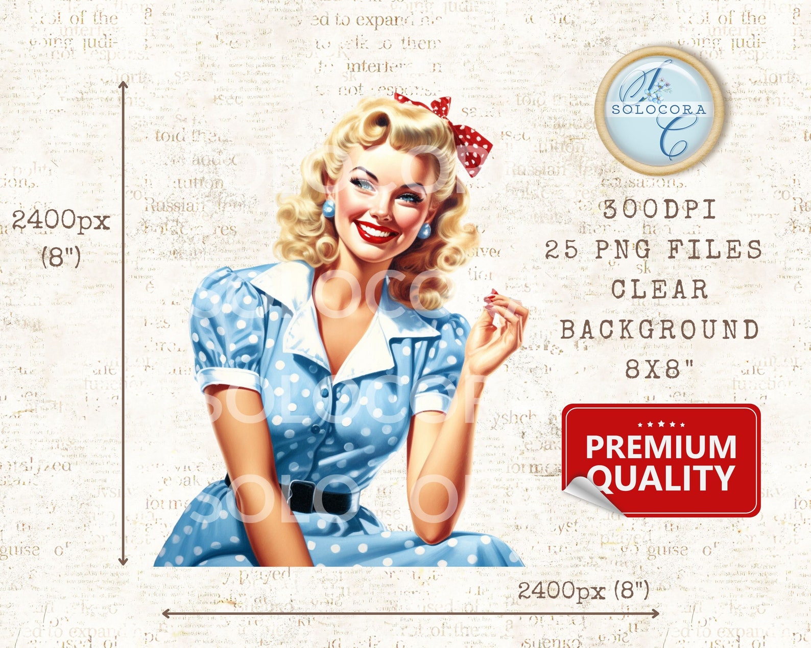 25 Vintage Retro Pin-up Girls Blue American Pin-up Girls Digital ...