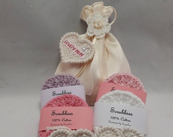 spa set, cream bath set, Mothers day gift set, scrubbies, washcloth, gift set, gift set