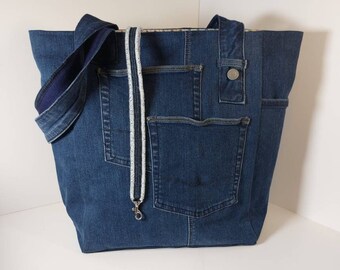 recycled denim tote/shopping bag