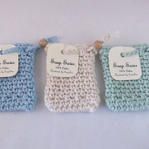 Soap saver, cotton soap sack, cotton soap holder, soap saver bag, soap bag with drawstring image 3