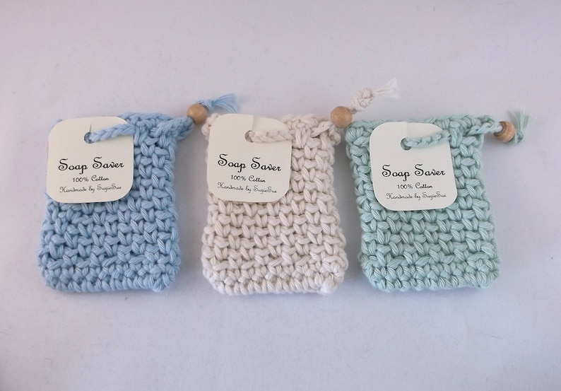 Soap saver, cotton soap sack, cotton soap holder, soap saver bag, soap bag with drawstring image 3