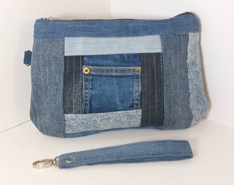 Handmade denim clutch bag/unique jean bag