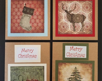 Set of 5 Christmas Santa Greeting Cards