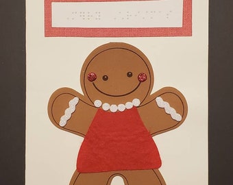 Braille Christmas Gingerbread Woman Cards
