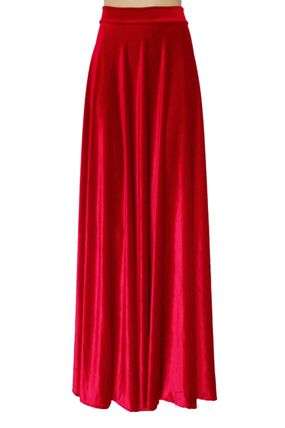 Velvet skirt Red skirt Long high waist skirt Plus size formal Etsy