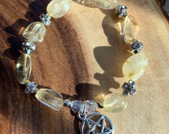 Citrine Bracelet with Pentagram Charm