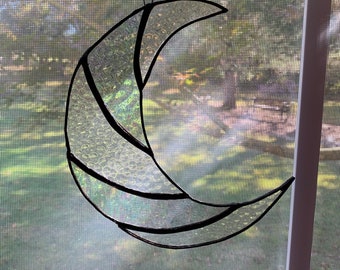 Stained Glass Crescent Moon Sun-Catcher