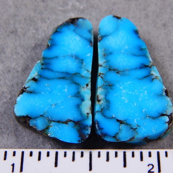 Kingman "ITHACA PEAK" Turquoise -  Old Stock Rough -  FANTASTIC Matched Pair - Famous Kingman  "High Blue"  Turquoise !!!