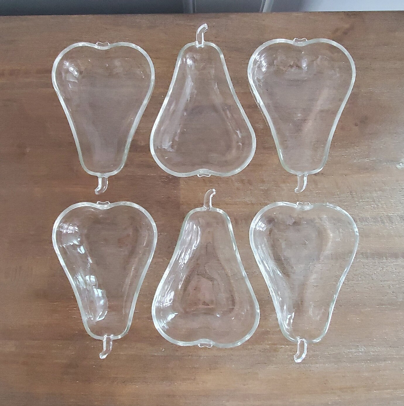 Set of 6 Retro Glass Pear Shaped Bowls Clear Glass Fruit Etsy