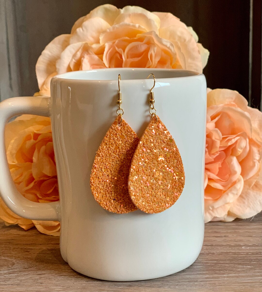 Orange Glitter Earrings Orange Glitter Orange Earrings Etsy