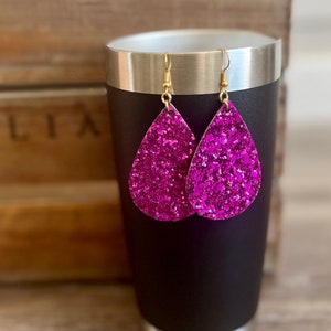 Pink Glitter Earrings, Purple Glitter Earrings , pink Earrings, purple earrings, Glitter Earrings, Pink Glitter, Purple Glitter, Magenta