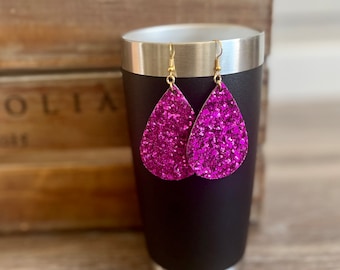 Pink Glitter Earrings, Purple Glitter Earrings , pink Earrings, purple earrings, Glitter Earrings, Pink Glitter, Purple Glitter, Magenta