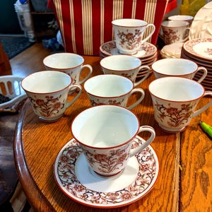 8 Sets Circa 1970's Noritake FIREDANCE 3" Cups & 6" Saucers Undamaged, INV#1744C