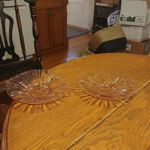 Pair, Circa 1936-40 Hocking 8-3/4&quot; Pink Mint Dishes. Great Condition. No Damage, Clouding, or Wear. Listing 3 Lots, 6 total Pieces. INV#1222