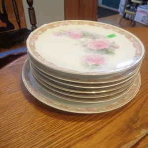 7 Pcs, Circa 1880-1918, Zeh Scherzer Bavaria  Porcelain Plates. 6 Luncheon (8-1/2&quot;)  and 1 Dinner (9-5/8&quot;). See Full Description. INV#1129