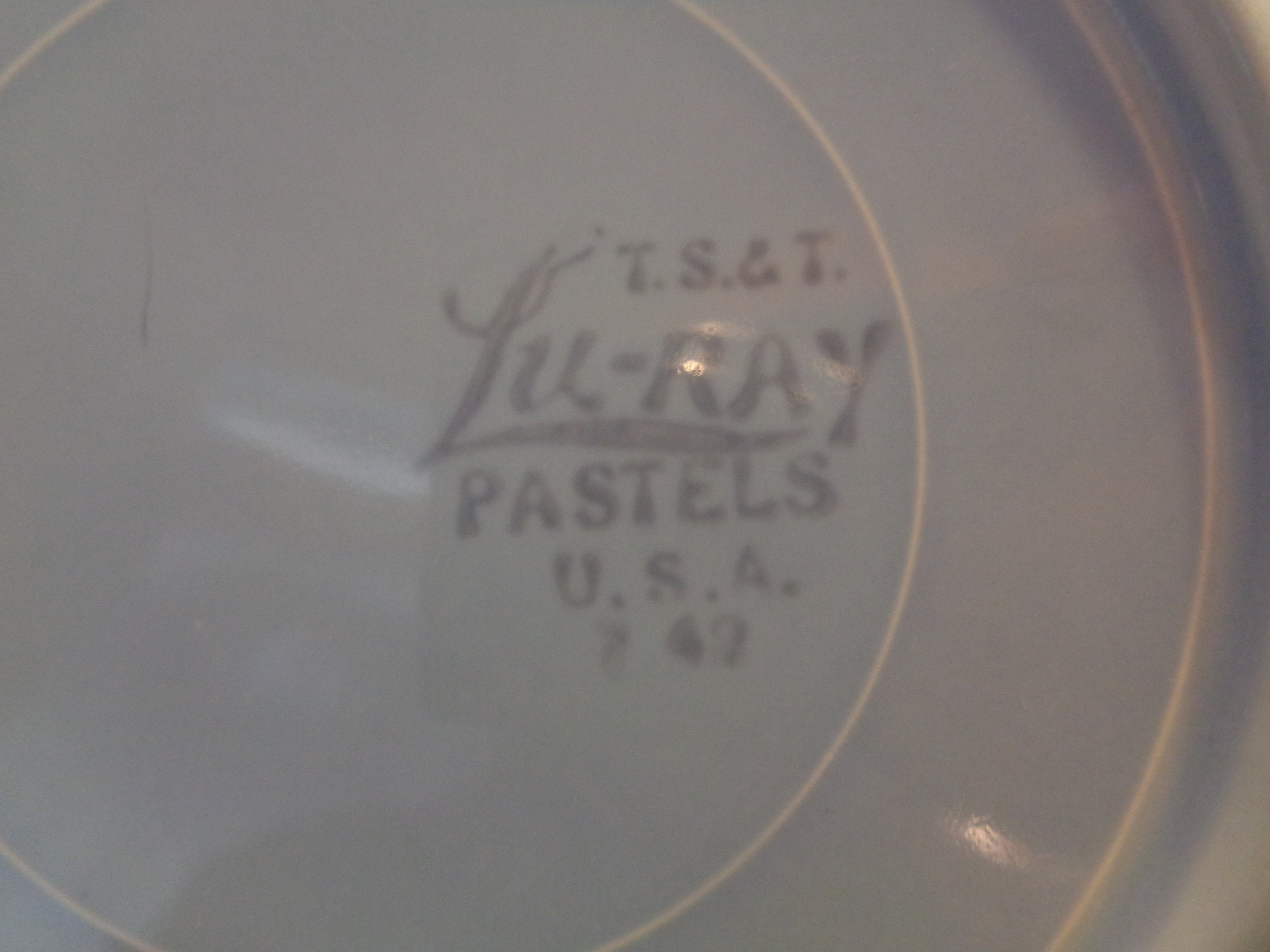 1938-60 年頃の TS&T Lu-Ray ブルー 6-3/8 インチ ブレッド プレート 4