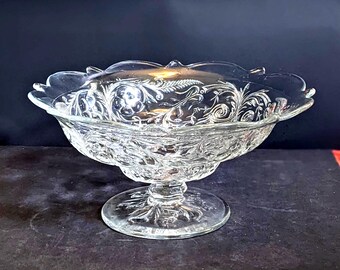 1915-1944 McKee Rock Crystal 12-1/4" Centerpiece Footed Bowl. INV#0836