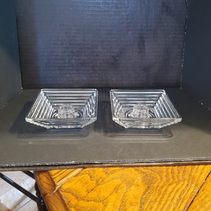 Pair, 1938-43 Hocking Manhattan 4-1/4&quot; Circle Bottom Candleholders. Nice Undamaged Condition and No Cloudiness. INV#1645