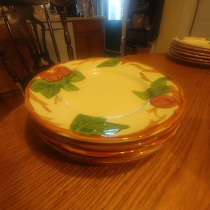 Six Franciscan Circa 1985-2003 Apple 7-3/4&quot; Salad Plates. England Backstamp All in Nice Undamaged Condition and Very Few Use Marks. INV#1186