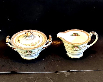 Noritake Morimura N77 Creamer and Covered Sugar Set. Like New