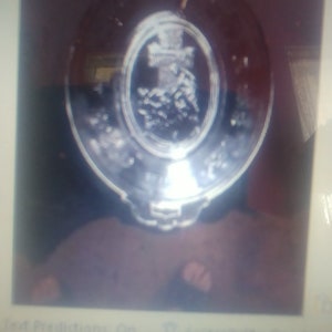 Circa 1875 EAPG 12-3/4&quot; X 9&quot; Bread Plate, &quot;Simply To Thy Cross I Cling.&quot; 5 or 6 Very Minor &quot;Fingernail Catchers&quot; on Rims. INV#0103