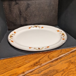 Circa 1933-65 Hall 13-3/16&quot; Autumn Leaf Platter. Gently Used. Only the Slightest of Wear to Gold Trim, and Few Light Use Marks. INV#1631