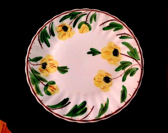 Southern Potteries Blue Ridge Wild Irish Rose (geel) 10-1/4" bord. Onbeschadigd. INV#0279