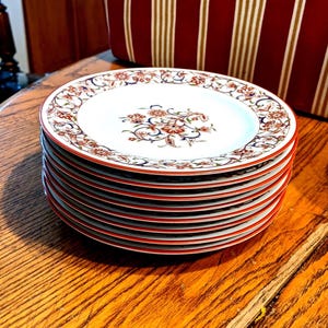 Eight Circa 1970's Noritake FIREDANCE 6-1/4" Bread Plates. Undamaged. Listing Several Lots of This Pattern. INV#1229