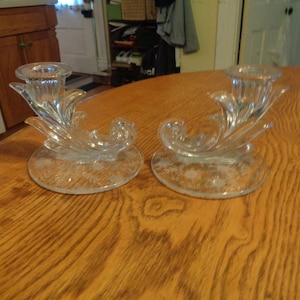 Pair, Mid-Century Fostoria Chintz 3-3/4&quot; Baroque Single Candle Holder. Nice Undamaged Condition.