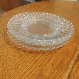 Four Circa 1940-73 Fostoria Colony 7-1/4&quot; Salad Plates.  Excellent Undamaged and Crystal Clear Condition. INV#1605
