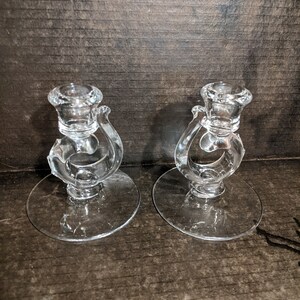 Pair, Circa 1949-85 Fostoria Century 4-3/4&quot; Single Candleholders. Undamaged, No Scratches or Hazing. INV#0752