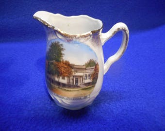 Savanna, Illinois Commemorative Porcelain Pitcher, Public Library