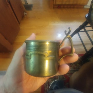 Seattle 1909 Alaska-Yukon-Pacific Exposition Silverplate 2-1/2&quot; Shaving Mug. There is Appropriate use wear. One 1/2&quot; Crease Dent.  INV#1166