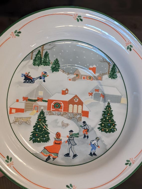 【30年前レトロ貴重】  プレートChristmas Three Sets Circa 80's Sango Silent Night 3900 Vintage Holiday 3-3