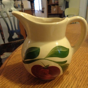 Vintage Watt Pottery #62 Creamer with Apple Motif 1952-62. This is not a Repro! Original mid-century 4-3/8&quot; version. Undamaged. INV#1066
