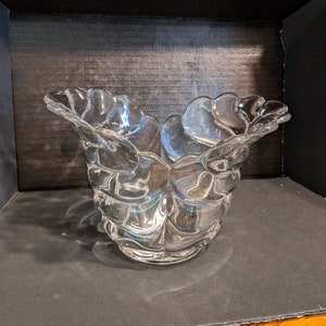 Circa 1920-40 Elegant Glass 6&quot; Draped Bowl. 8-1/2&quot; Span. Polished Bottom Ring Shows Wear. No Damage or Marks. Nice Center Piece. INV#0884