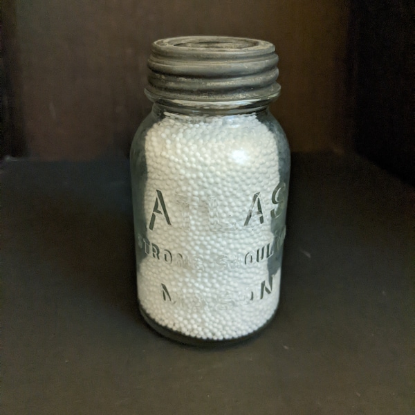 Mid-Century Atlas Strong Shoulder Miniature Fruit Jar 3-5/8" Bank. All Original. Undamaged, Very Little Evidence of Use. INV#1205g