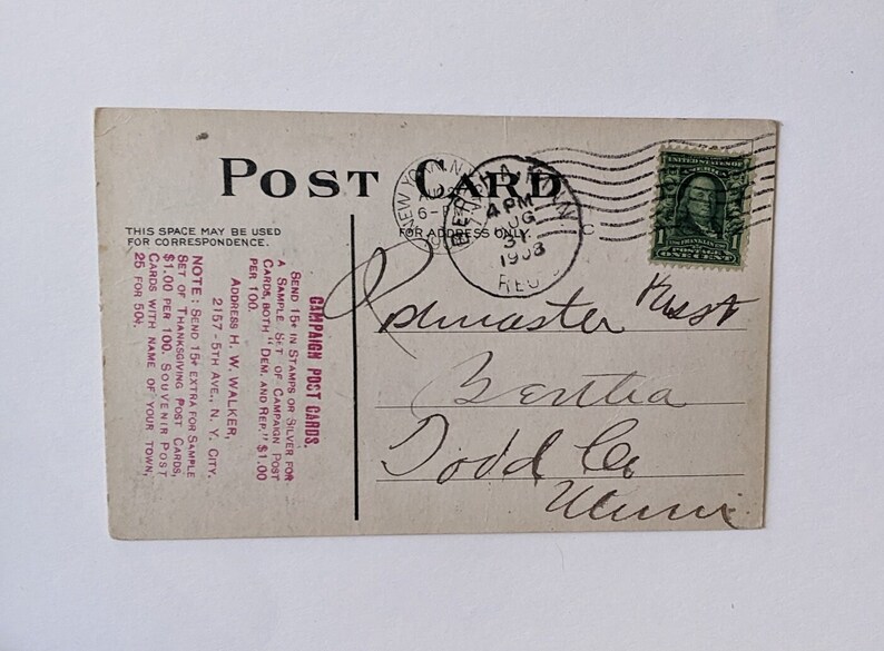 1908 Postmark 1908 Postcard,